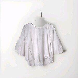 Vivid Importers Top Small Trumpet Sleeves Tie Back Lightweight Cotton